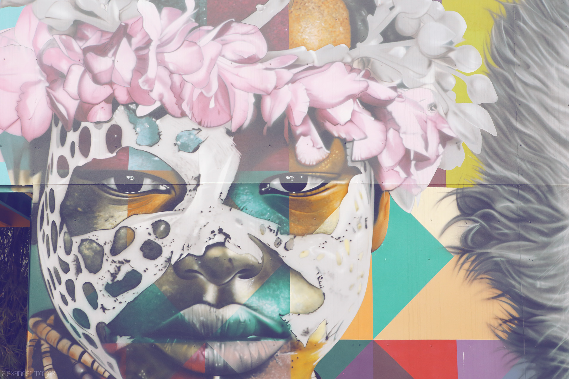 Miami Kaleidoscope Foto von A vivid mural in Miami, blending cultural motifs with a splash of tropical color. A celebration of diversity and artistic expression.