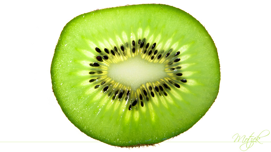 Foto von Kiwi Scheibe Makro beleuchtet