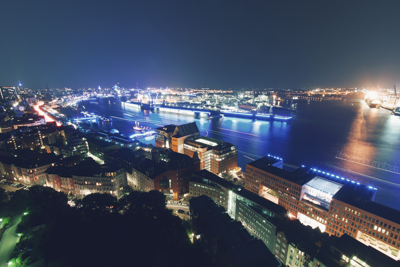 Foto von Hamburg Skyline Roof Top von Oben Blue Port