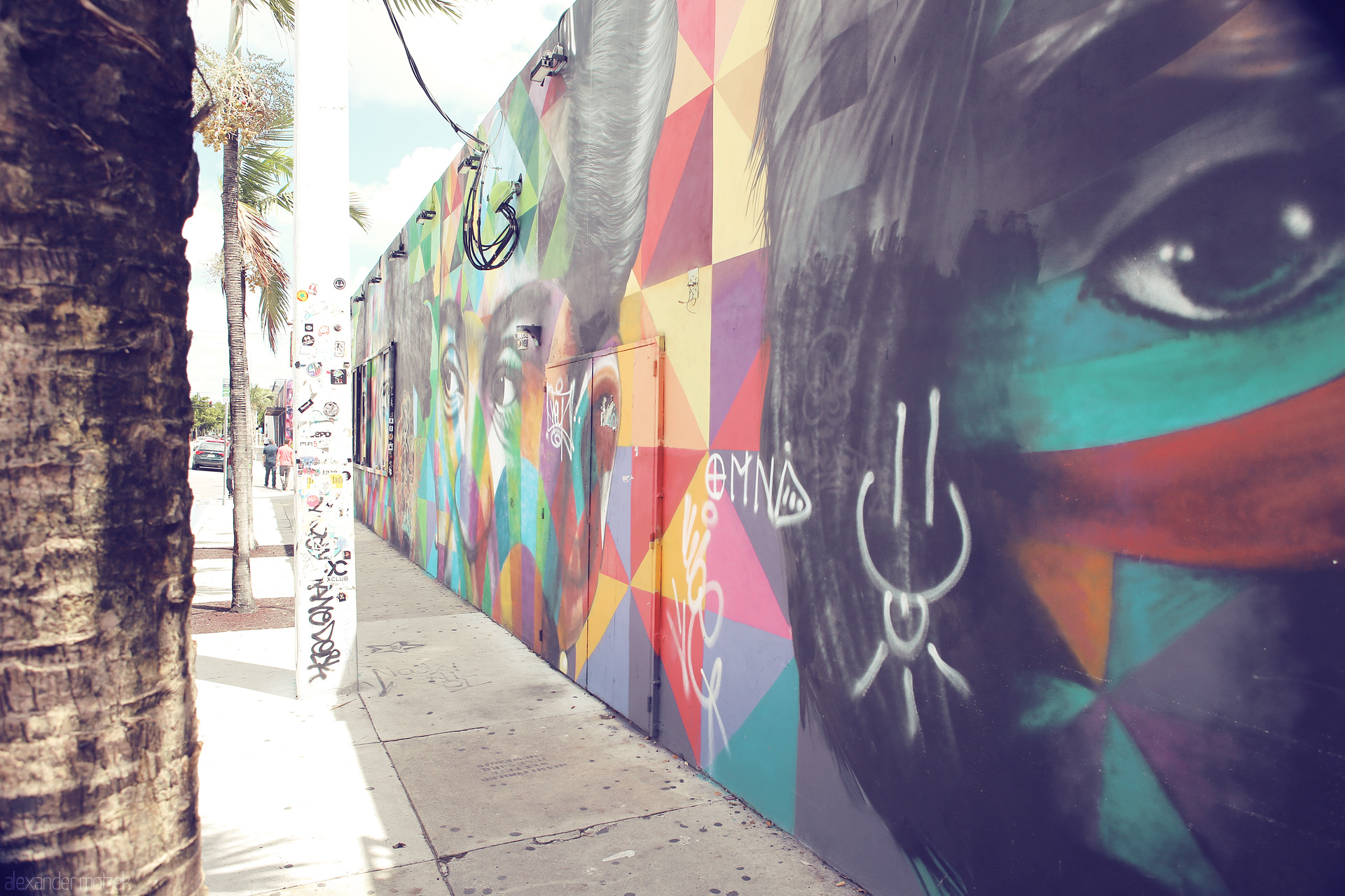 Colorful Rhythms Foto von Vibrant street art graces the walls of Wynwood, Miami, painting a vivid story with geometric patterns and faces.